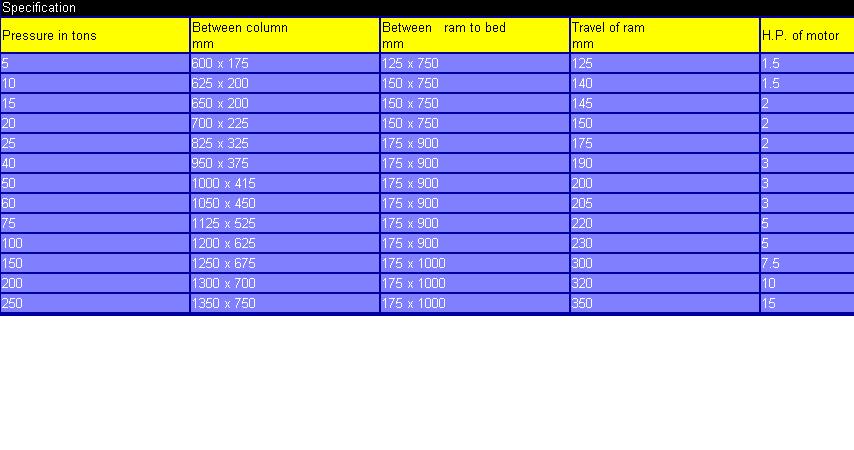 hydraulic-press-machine-specifications